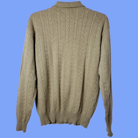Crocodile Vtg Cable Knit Sweater With Embroidered Logo Wool Blend Beige Large - Picture 2 of 12